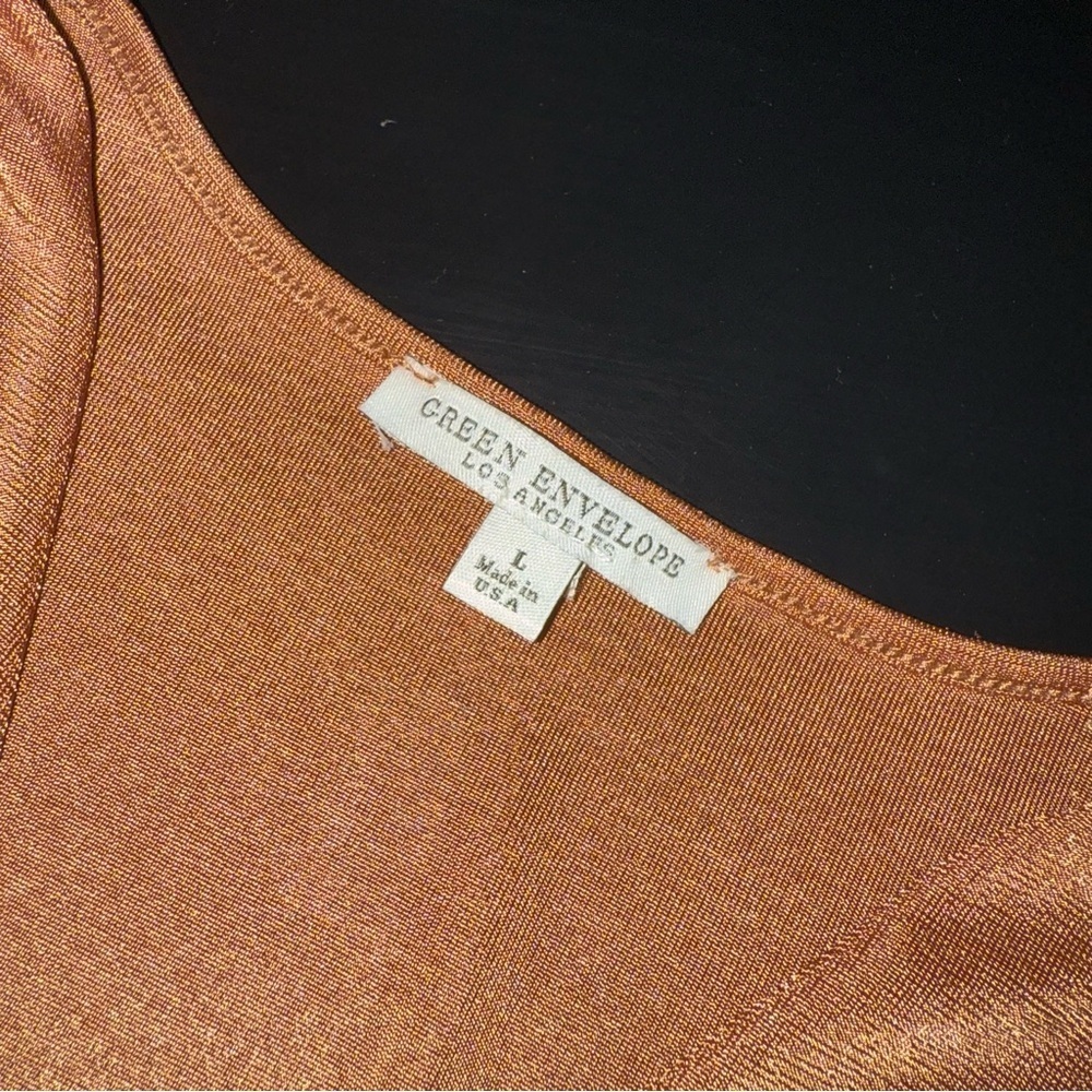 Green Envelope Copper Wrap Blouse - Picture 2 of 6